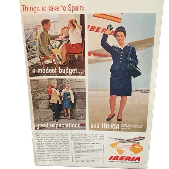 Vintage 1965 Iberia Things to Take to Spain Ad Advertisement - Picture 4 of 4